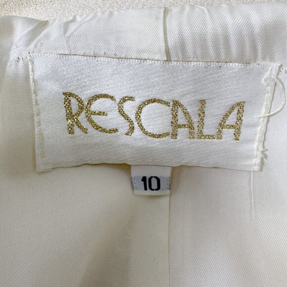 Rescala Formal Jacket Blazer White Wool Crepe Gold Trim Size 10 Vintage 1990s - Picture 10 of 10